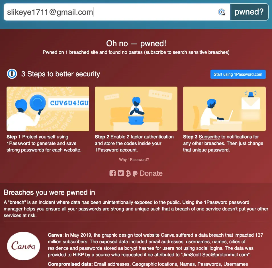 Have I Been Pwned Search