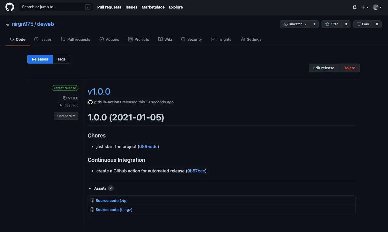 GitHub Releases After Action Completed